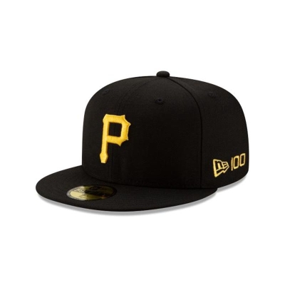 Black Pittsburgh Pirates Hat - New Era MLB Team Color 59FIFTY Fitted Caps USA2971304